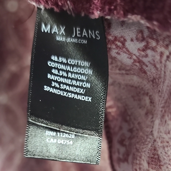MAX JEANS Maroon Tunic Top with Side Slits and Patterned Back Size Small - Picture 3 of 16